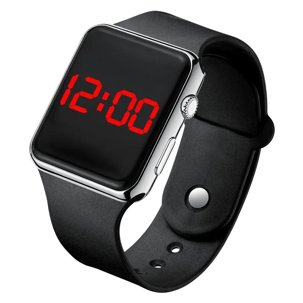 Digital LED Sport Watch – Square Electronic Wristwatch for Men & Women, Casual Silicone Fashion Watch