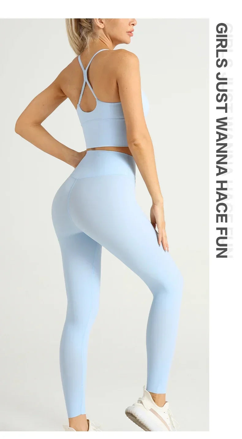 2-Piece Women’s Yoga Tracksuit – Athletic Pilates Fitness Set with Sports Bra & Leggings for Gym Workout