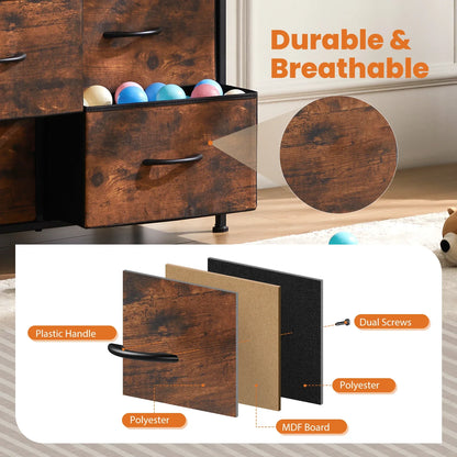 Bedside Table with 10 Fabric Drawers – Steel Frame Storage Cabinet for Bedroom & Living Room