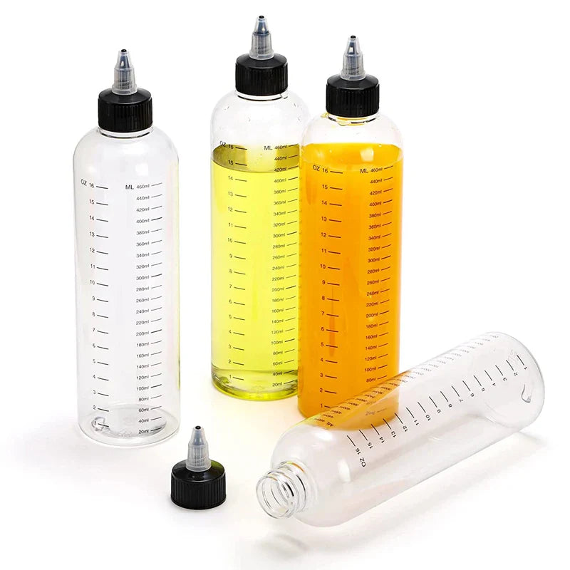30ml-500ml Empty Hair Dye Bottles — Measured Twist Cap Refillable Squeeze Containers