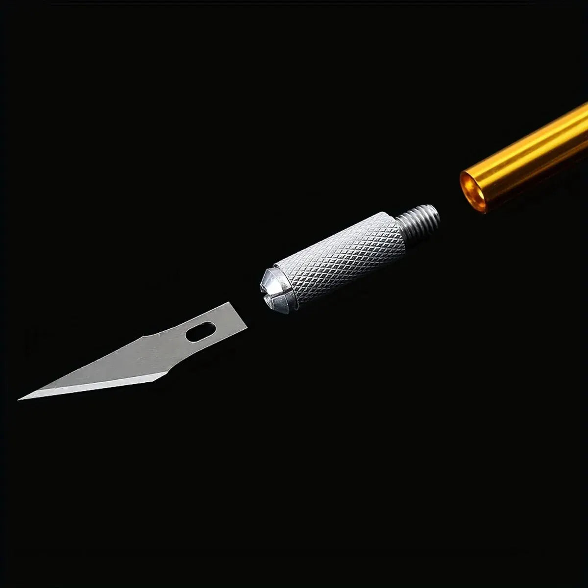 12 Piece Engraving Non-Slip Metal Scalpel Kit – Includes 1 Carving Knife and 11 Blades – Craft Hobby Tools in Gold/Silver, Aluminum