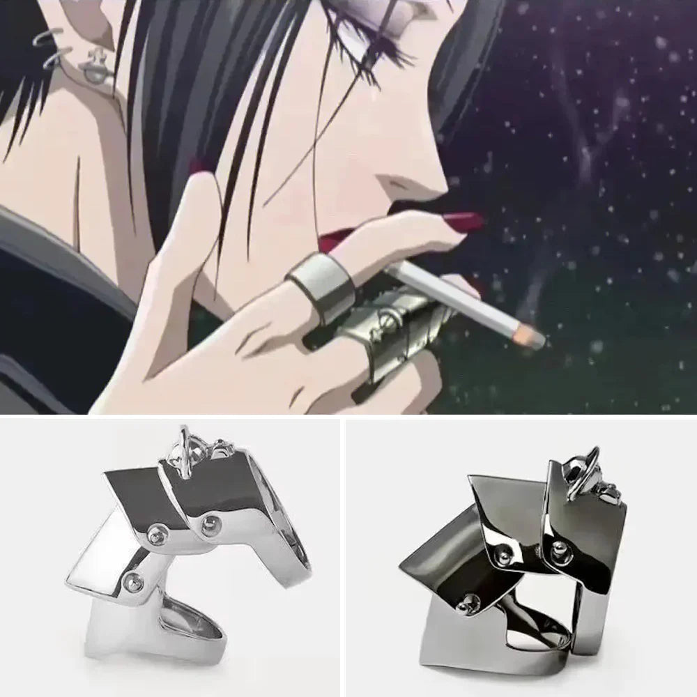 Anime Oosaki Nana Cosplay Metal Armor Ring – Rock Punk Style Movable Joint Jewelry for Unisex Gift