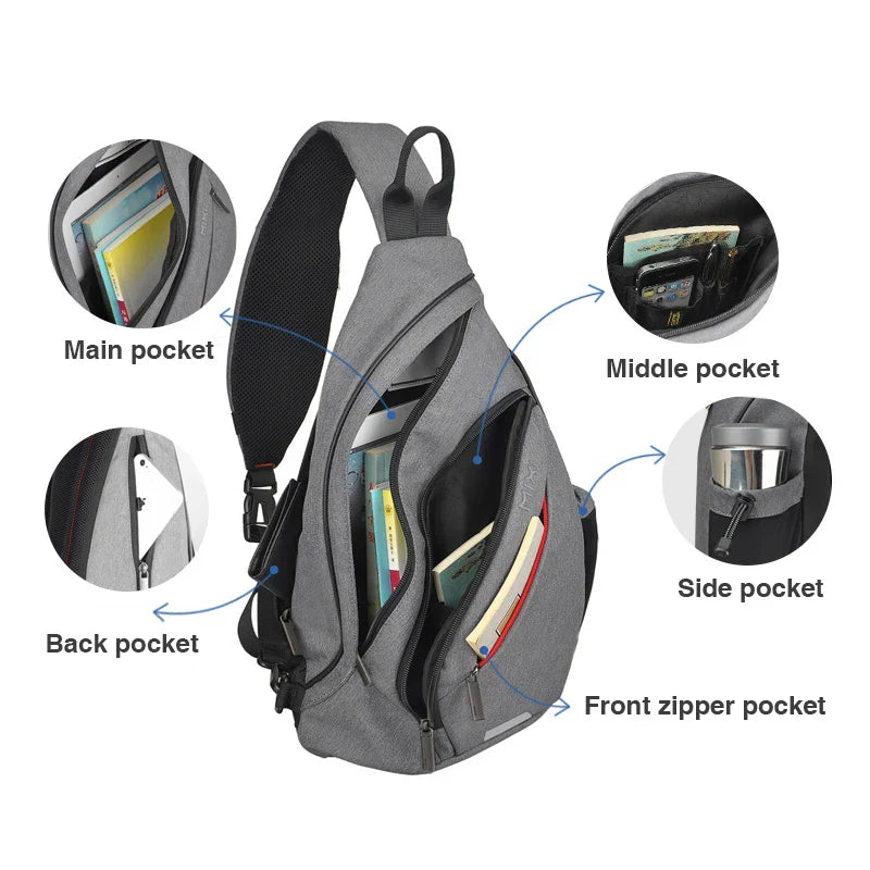 Mixi Men’s One Shoulder Backpack - Women’s Sling Bag, Crossbody with USB, Versatile for Cycling, Sports, Travel, and School