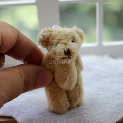 Miniature Bear & Rabbit Plush Toy — 1/6 & 1/12 Scale Dollhouse Decor for OB11 Blyth Dolls