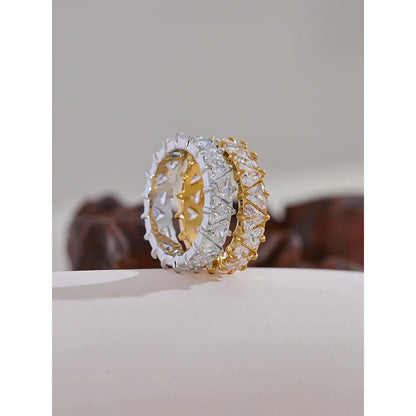 Women’s Stainless Steel Heart CZ Bling Ring – Shiny Cubic Zirconia Fashion Jewelry