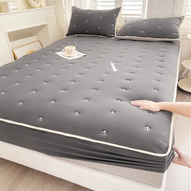 Thick Embroidered Mattress Cover 90x200 – Elastic Fitted Sheet Queen Size Bed Cover (Pillowcase Sold Separately)