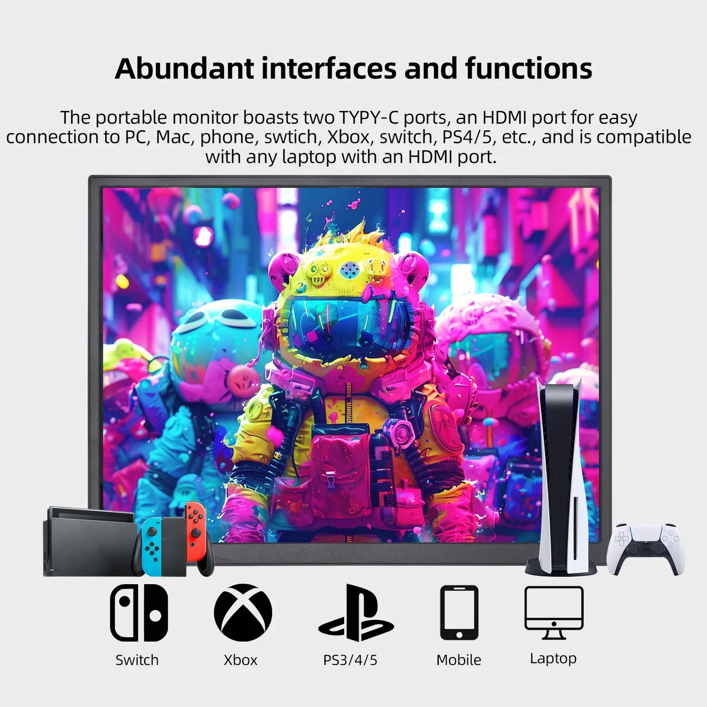 ZSUS 10.5-Inch Portable Monitor — 1280P, 100% sRGB, 15:10, Low Blue Light, Compatible with Xbox, PS4/5, Switch, Phone & PC/Laptop Extension