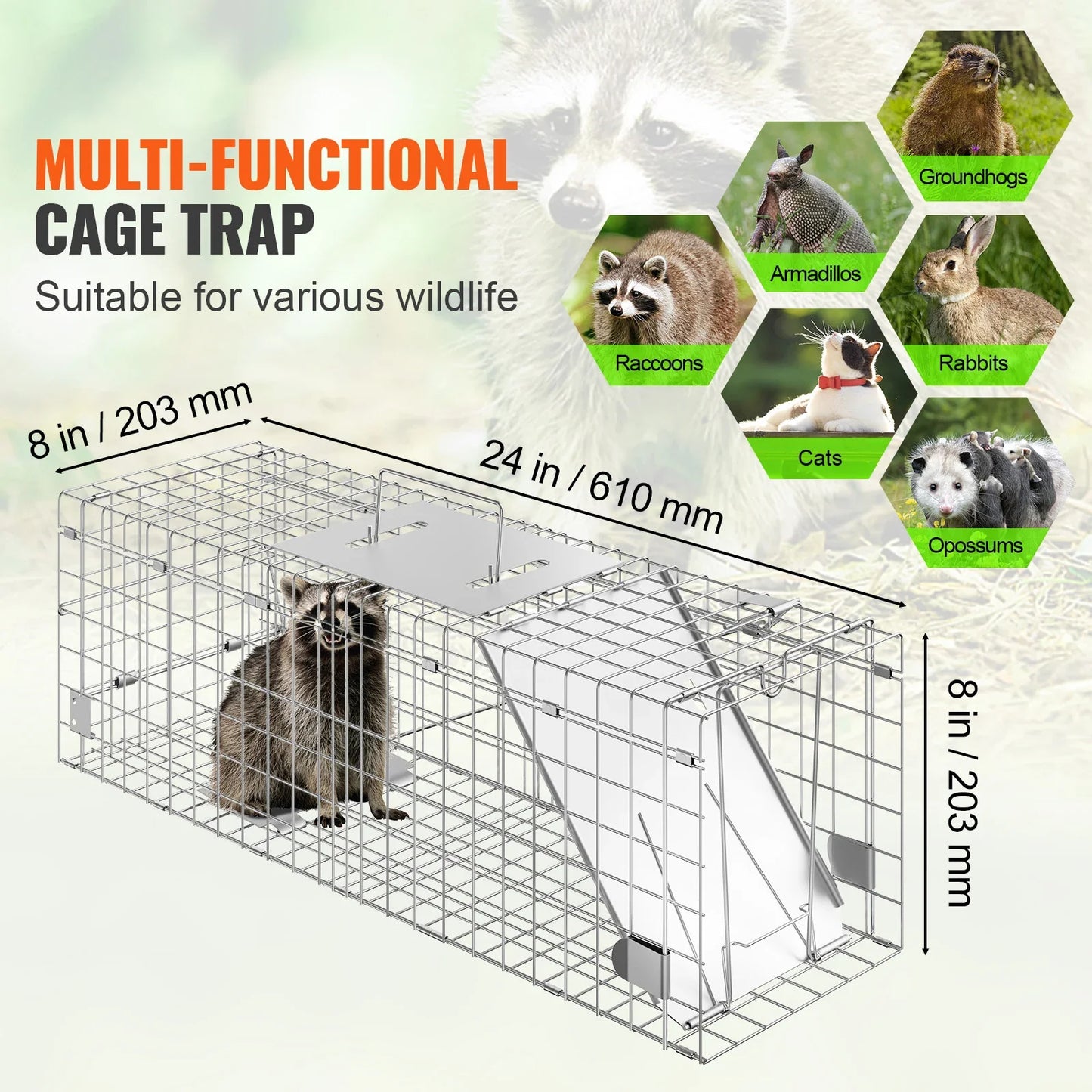 SucceBuy Humane Live Animal Cage Trap – Folding Handle for Cats, Rabbits & Rodents