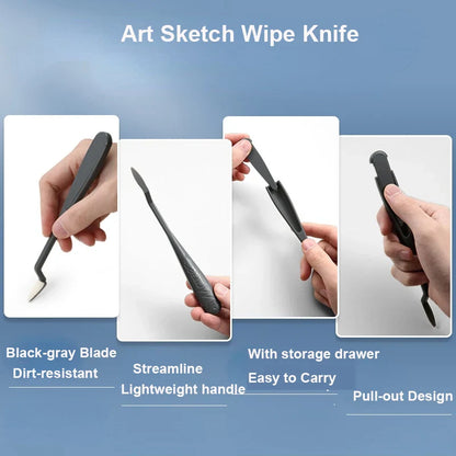 Artist Drawing Correction Tool: Washable Eraser Knife with High-Gloss Sponge Brush - Sketching Details Eraser Pen