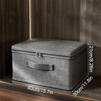 Portable Folding Storage Box with Zipper and Lock - Soft Cover Clothes Organizer