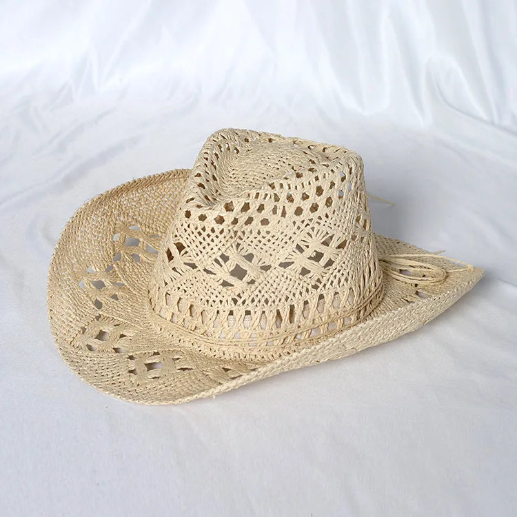 Melesh Western Women's Mint Green Cowboy Hat – Straw, Wide Brim, Plasticity Strong for Sunshine & Beach Wear
