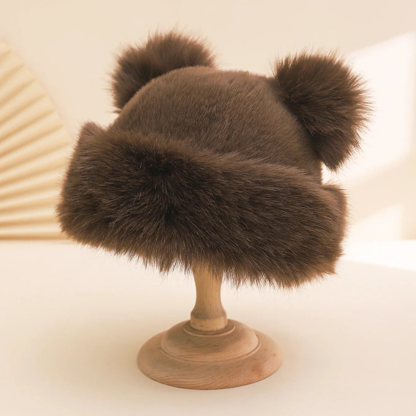 Autumn Winter Plush Big-Eared Wool Hat – Cute Solid Color Warm Ear-Protection Outdoor Beanie