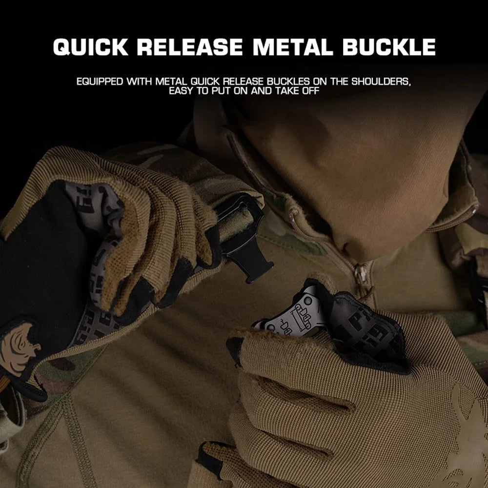 Tactical Vest Ferro Plate Carrier V5 – Military Hunting Airsoft Body Armor with Portable MOLLE System & Triple Magazine Pouch