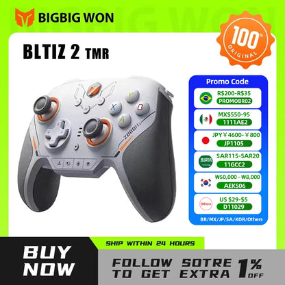BIGBIGWON Blitz 2 TMR Star Flash Wireless Bluetooth Gamepad – 2000Hz Somatosensory Controller for Nintendo Switch, PC & Steam