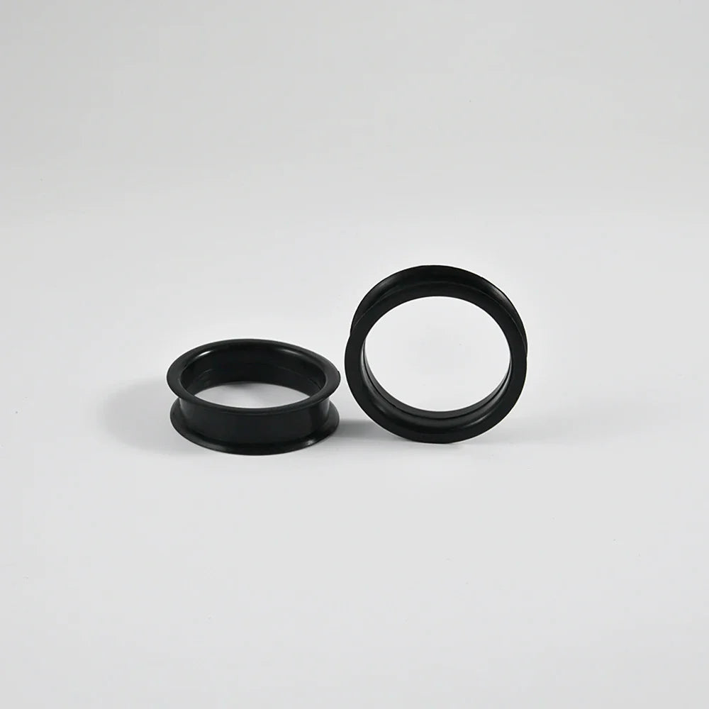 Pair of Supersize Black Silicone Double Flared Ear Tunnel Plugs — Flesh Gauge Expander Stretchers for Piercing