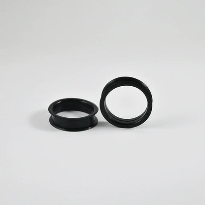 Pair of Supersize Black Silicone Double Flared Ear Tunnel Plugs — Flesh Gauge Expander Stretchers for Piercing
