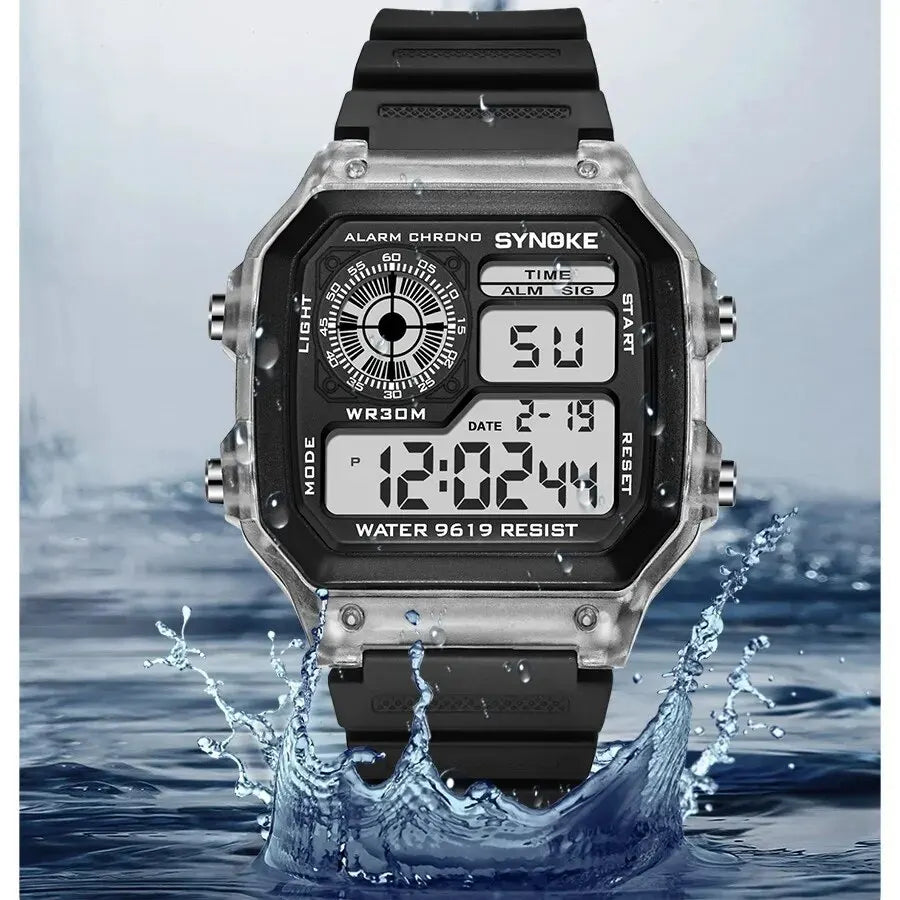 SYNOKE Digital Watches – Luminous Multifunction Sports Wristwatch for Men and Women, Waterproof with Seven Lights for Outdoor and Running