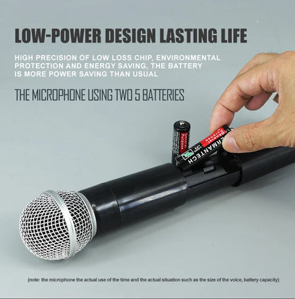 Wireless Handheld Microphone – Dual Channel UHF Dynamic Mic for Karaoke, Wedding, Party & Church Shows