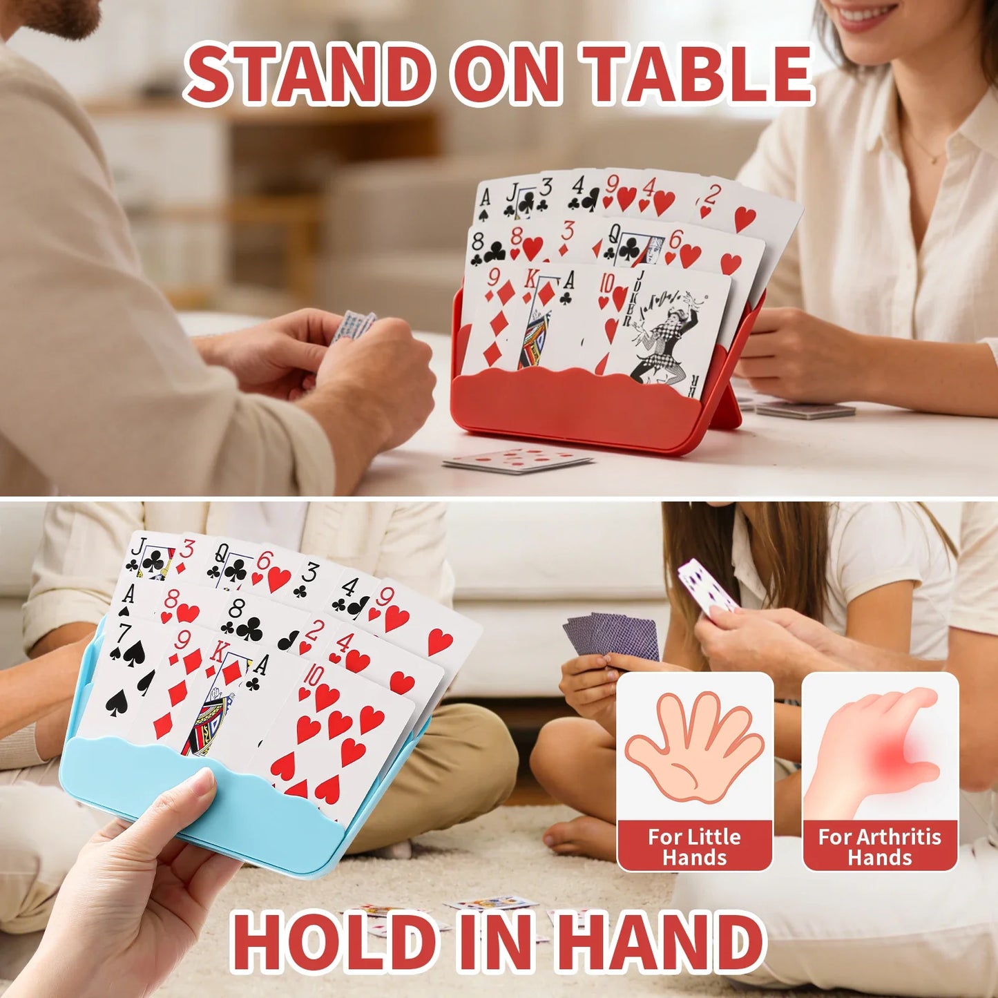 Ergonomic Poker Card Holder Tray - Elderly-Friendly Playing Card Storage Rack with Support Stand for Comfortable Games