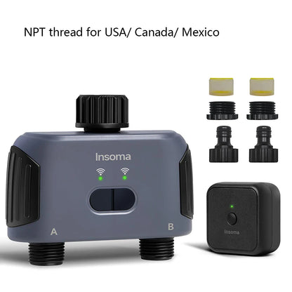Insoma Automatic Water Timer with WiFi Hub – 2-Outlet Garden Irrigation Sprinkler System, Alexa Compatible