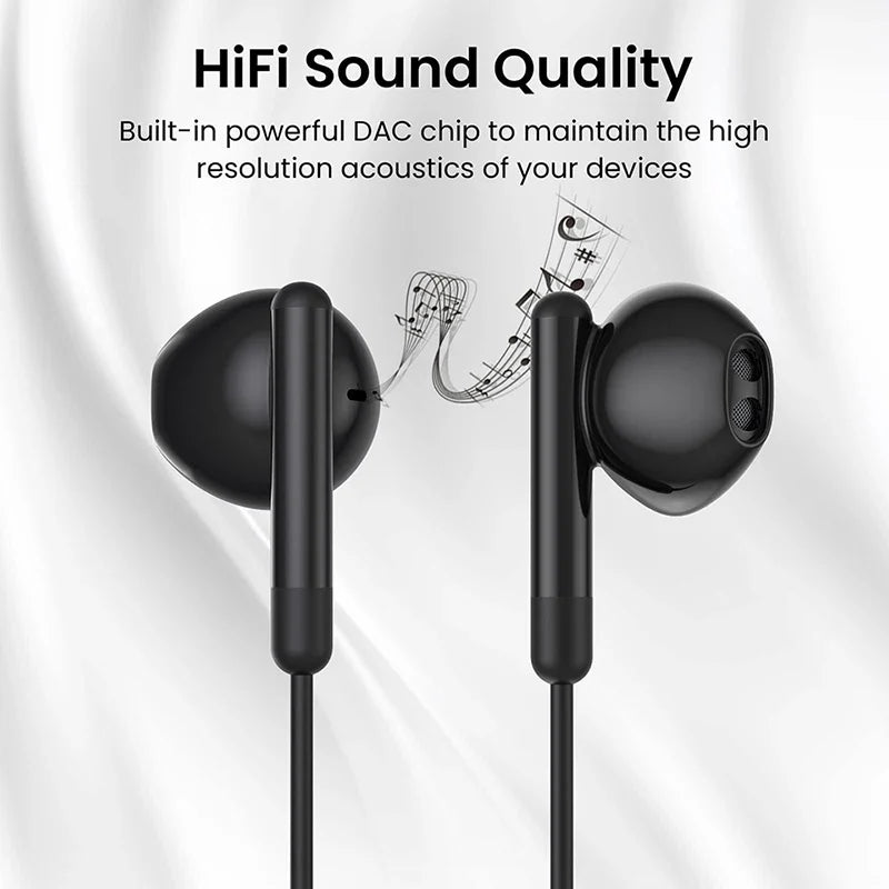 Type-C Wired Headphones for Samsung Galaxy – USB-C In-Ear Earphones HiFi Bass Stereo for S24, S23, S22, A53, A52, Note 20