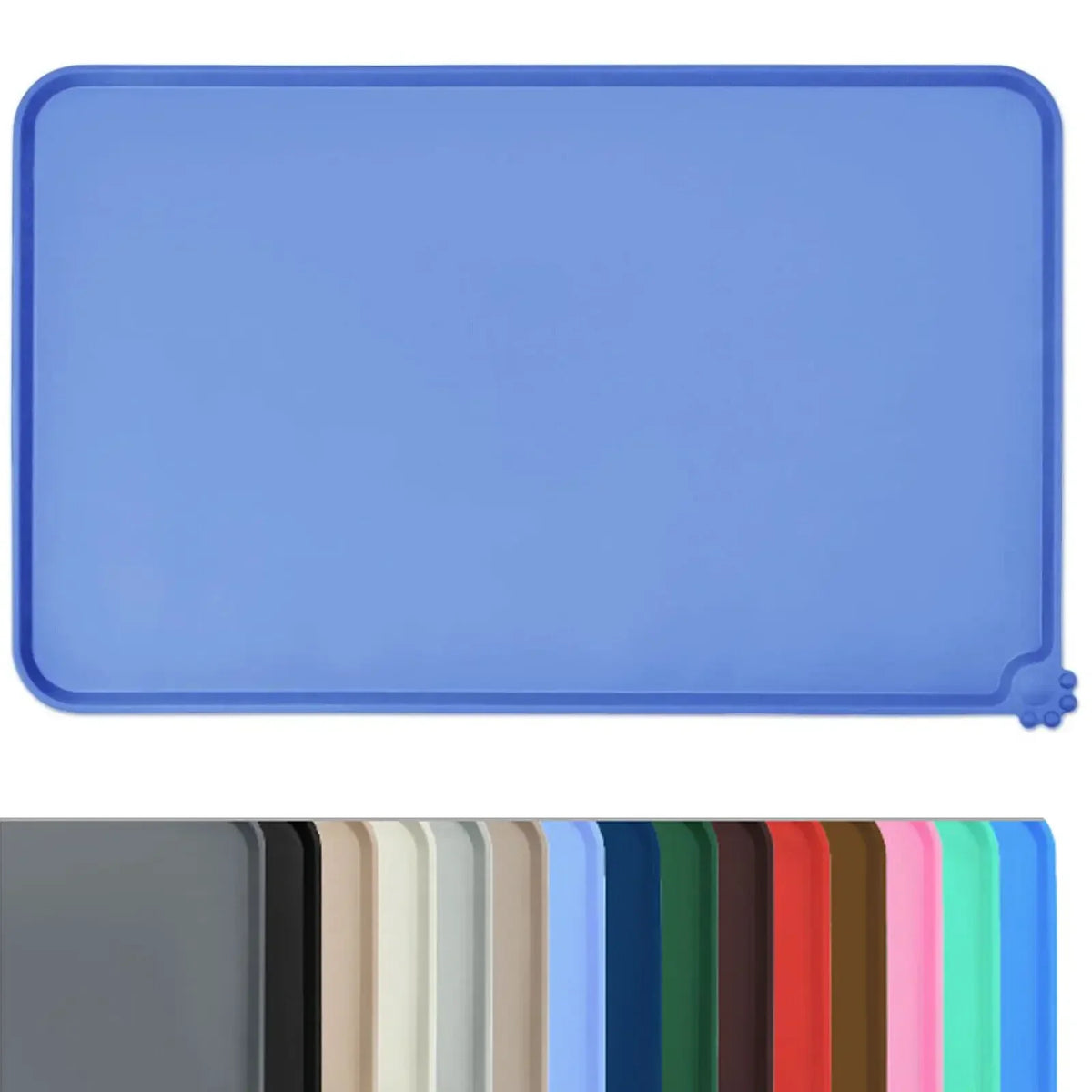 Waterproof Silicone Pet Food Mat – Non-Slip High-Lipped Feeding Bowl Mat for Cats & Dogs, Non-Stick Floor Protector Pad