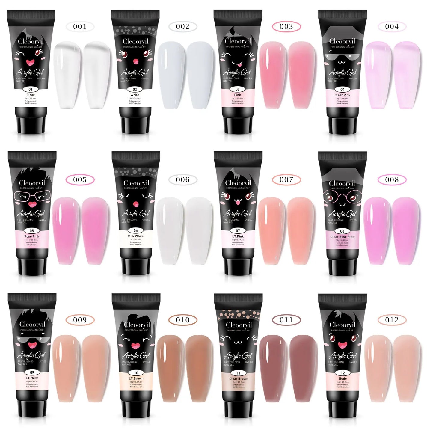 15ml Solid Nail Extension Gel – Poly Acrylic Crystal Gel in Naked Color, UV/LED Quick Build & Nail Extension Polish