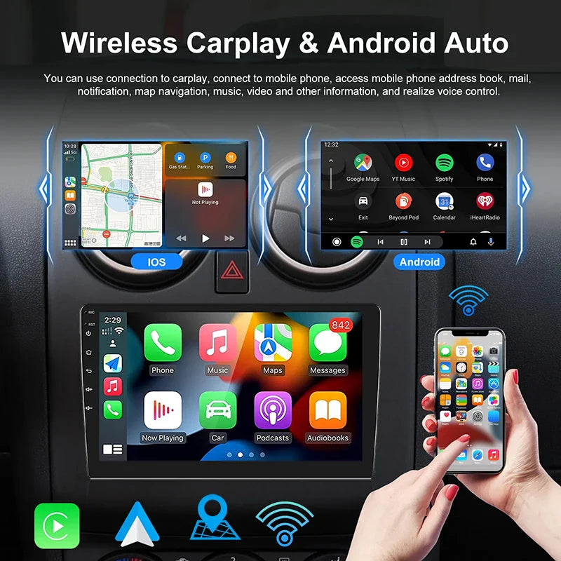 Android 13 Car Radio — 7/9/10" 2-DIN GPS Multimedia Player with 64GB, Wireless CarPlay & Android Auto