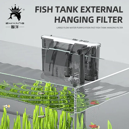 Wall-Mounted 3 in 1 Aquarium Filter – 110V/220V Circulation Pump with Waterfall Oxygenation for Small & Medium Fish Tanks