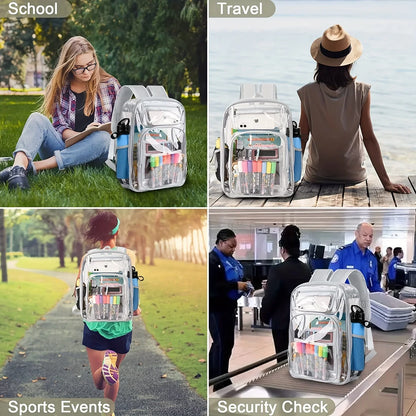 Clear PVC Backpack – Large Heavy Duty See-Through Bookbag with Reinforced Straps for School