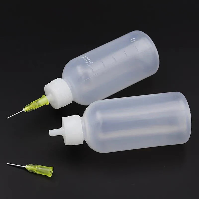 50ml Empty Plastic Precision Needle Bottle – Rosin Flux & 502 Glue Dispenser for Soldering, iPhone Repair & Electronics Tools