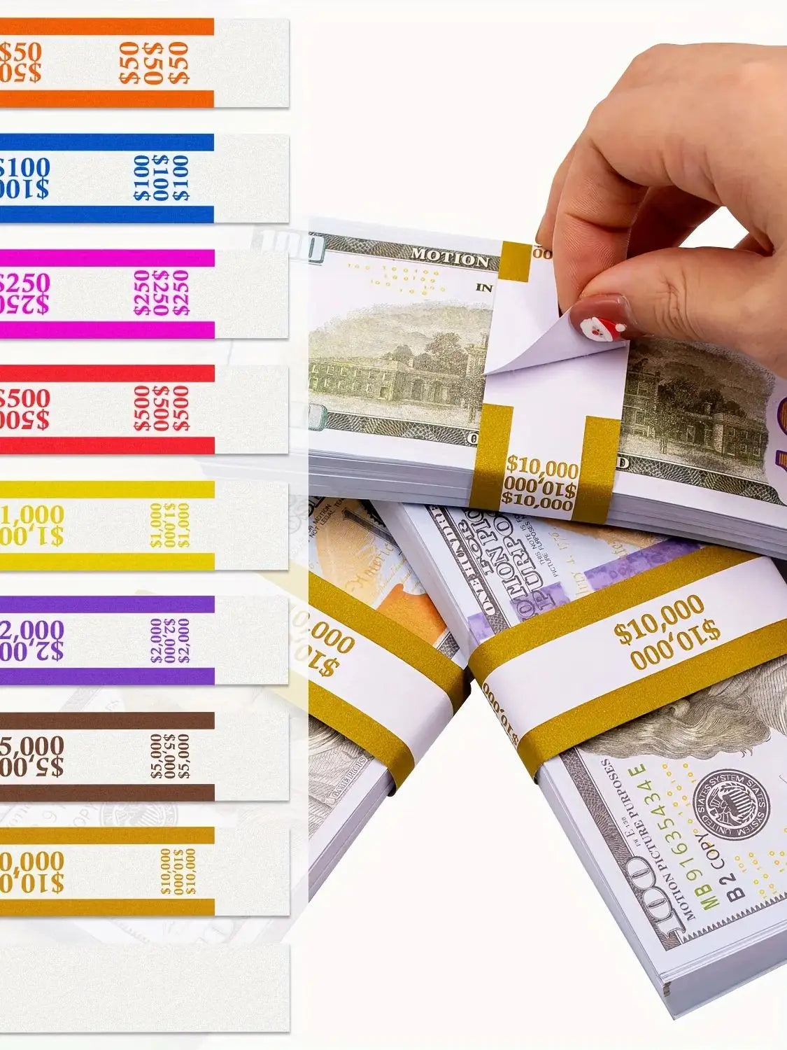 400pcs Assorted Money Bands – Self-Sealing Bill Straps for Cash Binding, Currency Organization & Fake Clinton Band