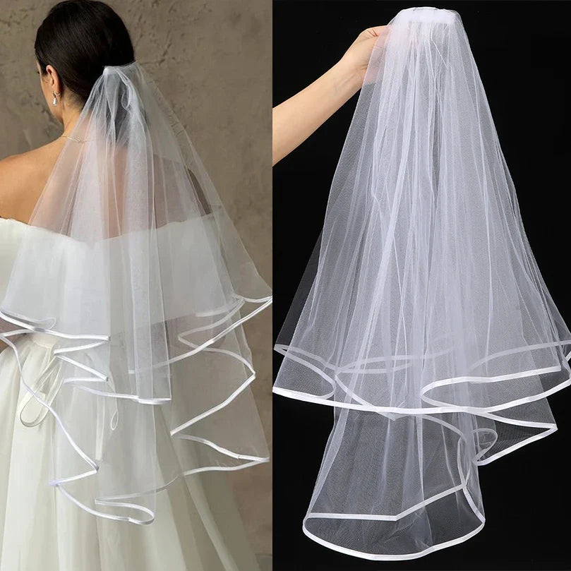 White Tulle Bow Veil Hairpin with Pearls – Elegant Bridal & Bachelorette Hair Clip for Weddings, Parties, and Gifts