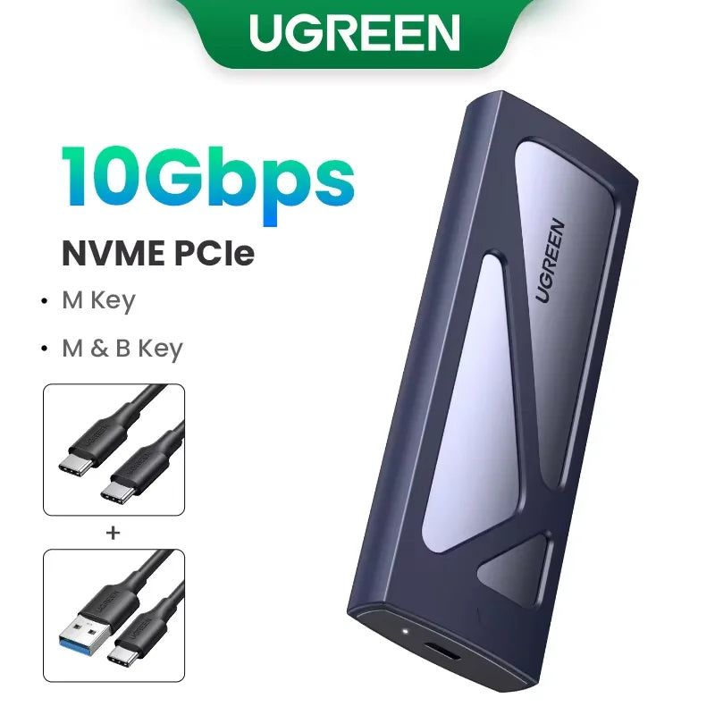 UGREEN M2 SSD Case – NVMe SATA Dual Protocol M.2 to USB Type C 3.1 Adapter, SSD Disk Box for PCIe NGFF & SATA SSD