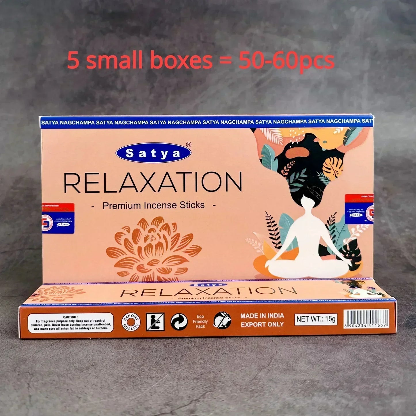 5BOX NAG Champa Indian Incense Set – Satya Handmade Sticks with 6 Aromatic Scents for Home & Meditation