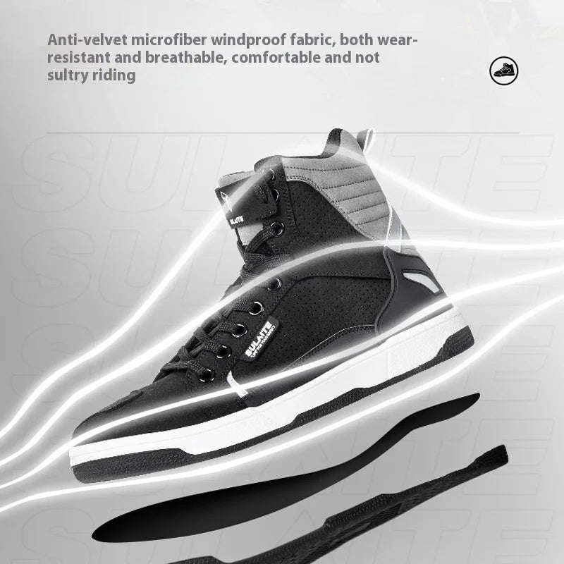Motorcycle Riding Shoes - Breathable High-Cut, Anti-Fall, Anti-Slip Knight Boots, Parkour Shoes, All-Season Casual Motorcycle Boots