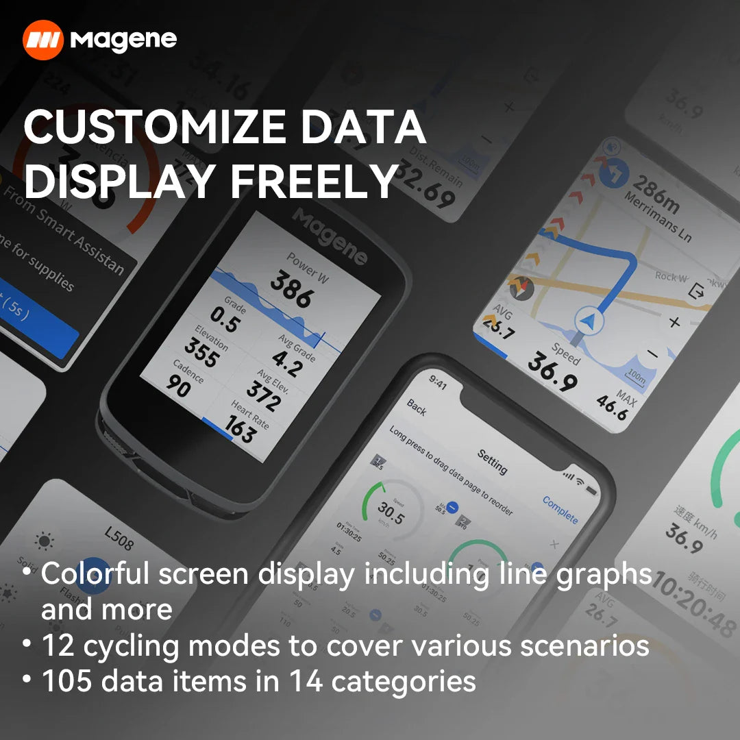 Magene C506 SE GPS Bike Computer - Navigation, WiFi, Bluetooth, Cycle Speedometer, Digital Stopwatch, 2.4 Odometer, Indoor Cycling