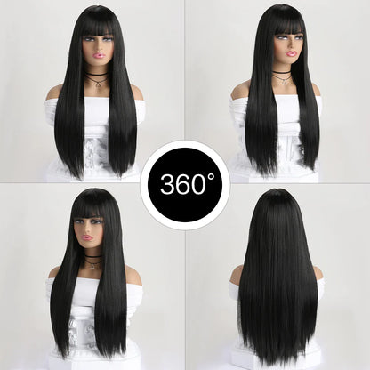26" Long Straight Synthetic Wig – Fashion Color Wig for Women, Daily Wear, Halloween Costume, Party & Cosplay