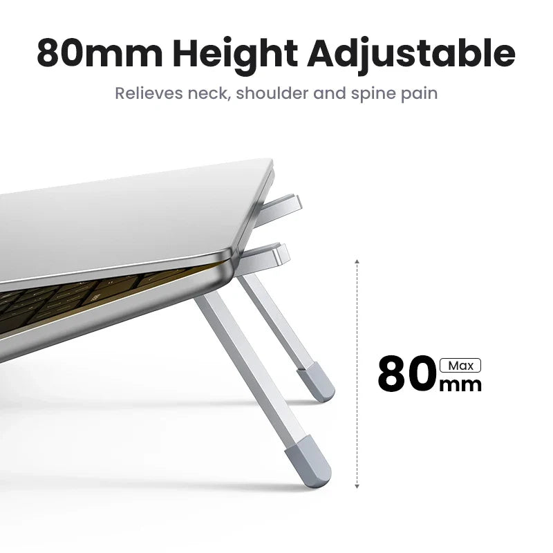 UGREEN Foldable Aluminum Laptop Stand - Vertical Notebook Holder for MacBook Pro Air, Tablet & Phone Support