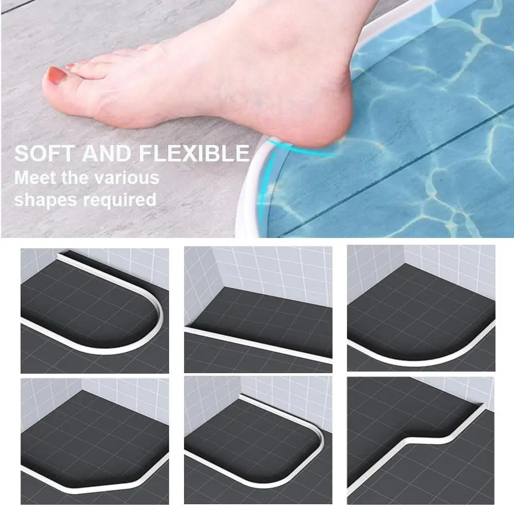 2M Collapsible Shower Water Dam - Self-Adhesive Silicone Threshold for Wet & Dry Separation