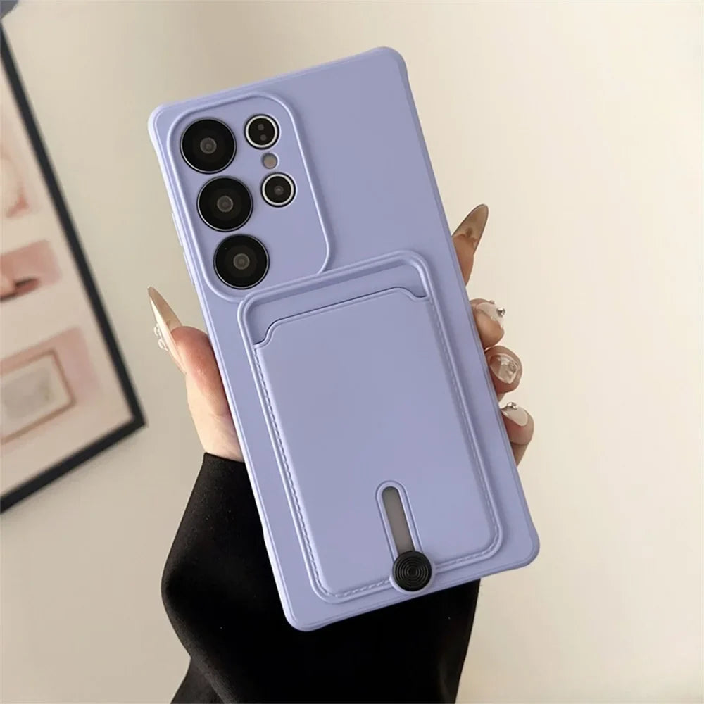 Liquid Silicone Samsung Galaxy Wallet Case with Card Holder – Shockproof Cover for S26/S25/S24 Ultra, Plus, FE & A56/A55/A54 Series