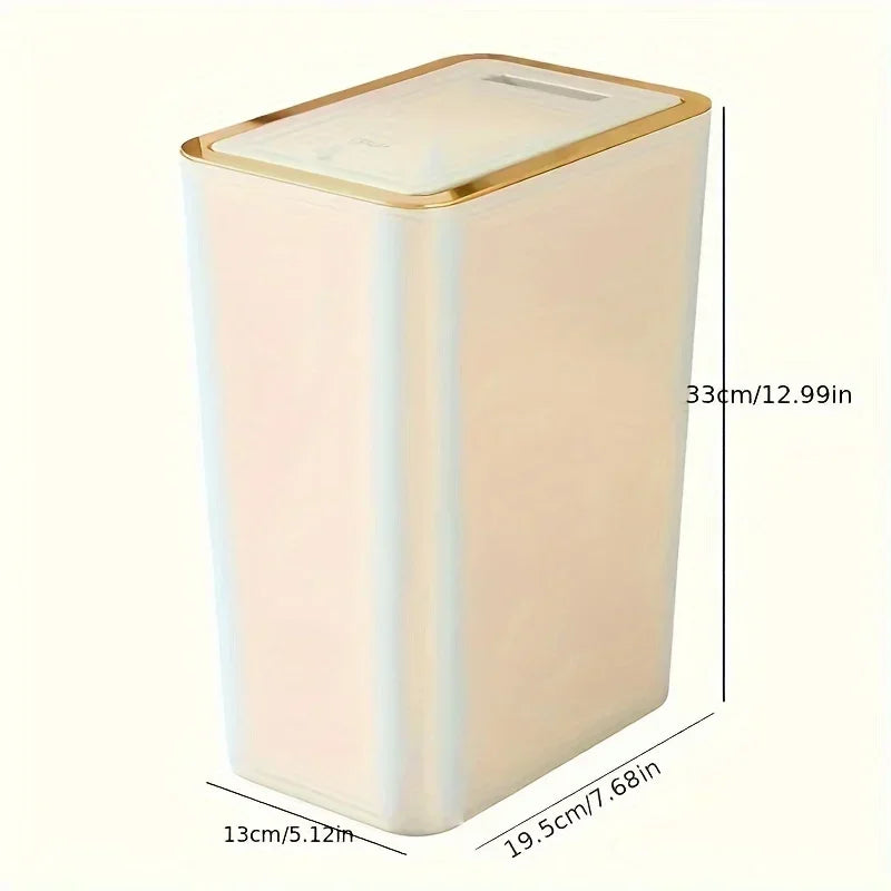 10L Odor-Proof Trash Can — One-Touch Modern Plastic Bin for Bathroom & Kitchen, Leakproof & Space-Saving Design