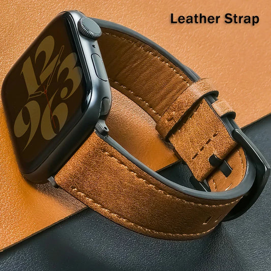 Leather Strap for Apple Watch – High-Quality Replacement Band for All Series 38-49mm