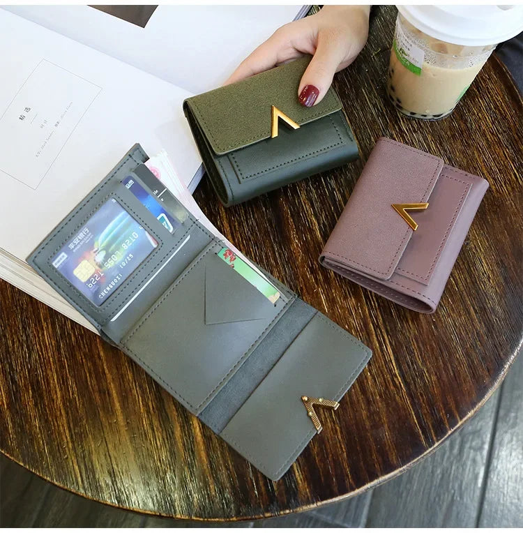 Luxury Mini Leather Wallet for Women – Small Short Fashion Purse with Credit Card Holder