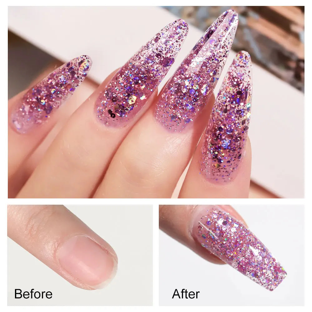 LIMEGIRL 30ml Nail Extension Gel – Glitter Soak-Off Acrylic UV Poly Gel for Quick Nail Build & Manicure