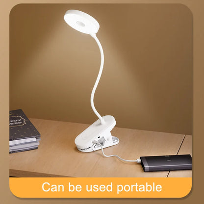 Clip-On LED Desk Lamp – Portable Book Light with Stepless Dimming, 1200mAh Eye Protection for Reading & Study