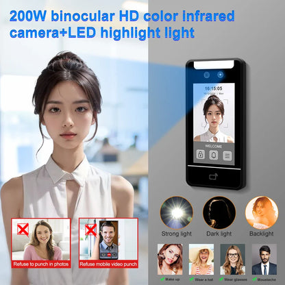 5-Inch Face Recognition Access Control System – Waterproof RFID & Password Attendance Reader for Door Entry
