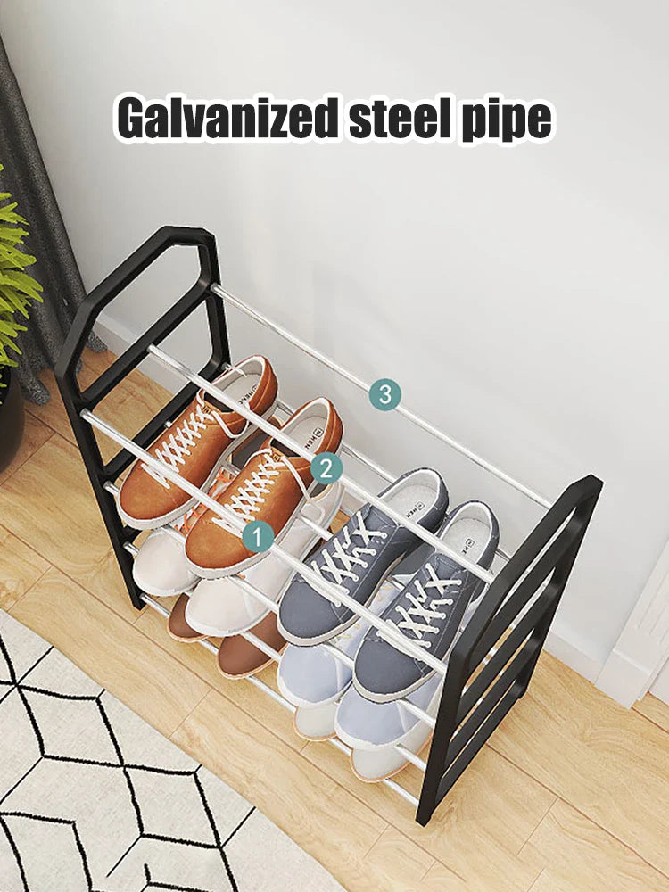 4-Floor Creative Home Shoe Rack – Dormitory Door Storage Cabinet, Black, 2 Sets Assembly Components for Shoes