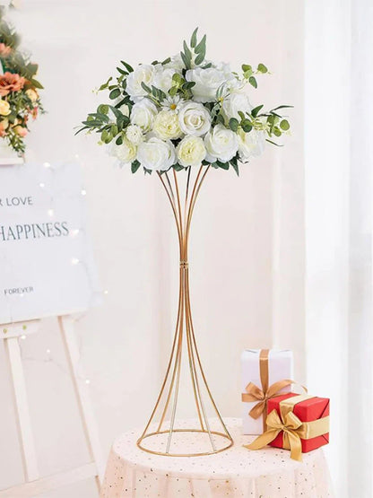 Gold Iron Flower Vase — Wedding Table Centerpiece & Home Flower Stand Decoration