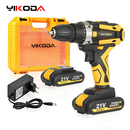 YIKODA Cordless Drill - Rechargeable Electric Screwdriver Lithium Battery - Household Multi-function Power Tools ( 12/16.8/21V, 2 Speed )